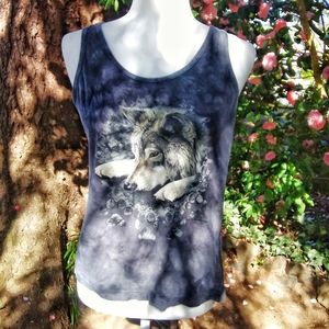 Mountain Woman Wolf Cotton Tank Top